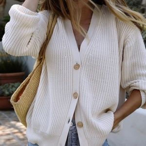 Jenni Kayne Cotton Cocoon Cardigan Ivory XS